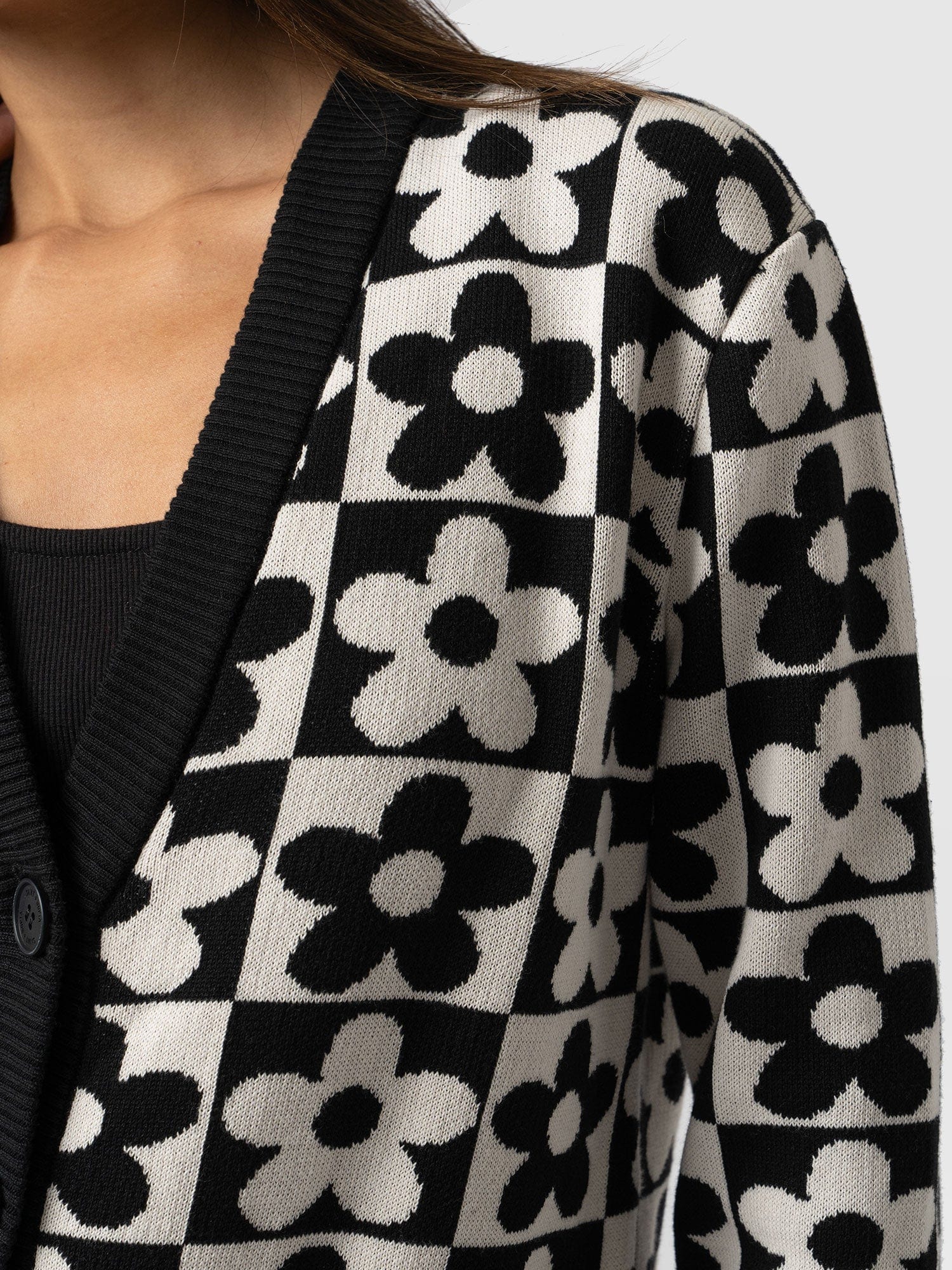 Eden Cardigan - Monochrome Flower